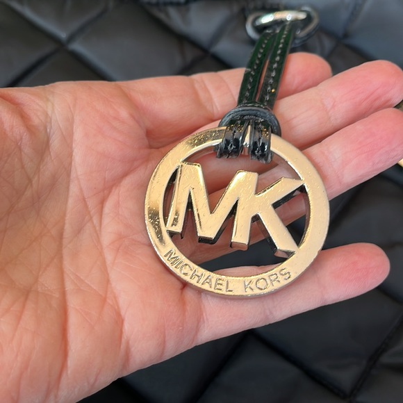 Michael Michael Kors BlackNylon Quilted Tote with Silver MK ACCENTS - Picture 3 of 11